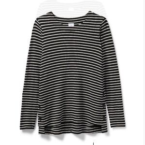 CAbi Black and White Striped Knit Top 6332 L